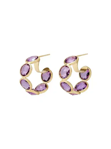 MARCO BICEGO Women's Jaipur Color 18K Yellow Gold & Amethyst Hoop Earrings | Thumbnail 1 MARCO BICEGO Women's Jaipur Color 18K Yellow Gold & Amethyst Hoop Earrings | Thumbnail 1