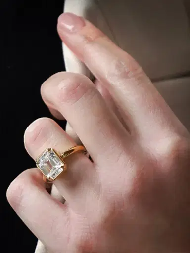 FANTASIA by DESERIO Women's 14K Yellow Gold & 5.00 TCW Cubic Zirconia Solitaire Ring | Thumbnail 3 FANTASIA by DESERIO Women's 14K Yellow Gold & 5.00 TCW Cubic Zirconia Solitaire Ring | Thumbnail 3