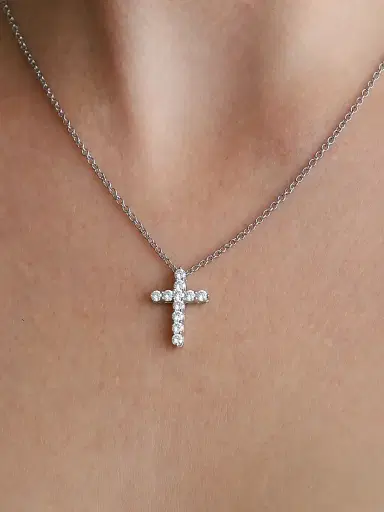 FANTASIA by DESERIO Women's Sterling Silver & 1.50 TCW Cubic Zirconia Cross Pendant Necklace | Thumbnail 2 FANTASIA by DESERIO Women's Sterling Silver & 1.50 TCW Cubic Zirconia Cross Pendant Necklace | Thumbnail 2