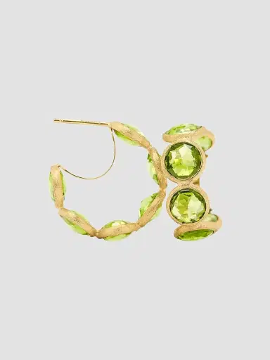MARCO BICEGO Women's Jaipur Color 18K Yellow Gold & Peridot Hoop Earrings | Thumbnail 3 MARCO BICEGO Women's Jaipur Color 18K Yellow Gold & Peridot Hoop Earrings | Thumbnail 3