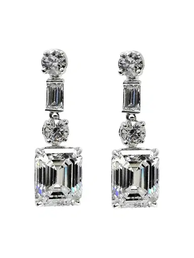 FANTASIA by DESERIO Women's Sterling Silver & 13.60 TCW Cubic Zirconia Drop Earrings | Thumbnail 1 FANTASIA by DESERIO Women's Sterling Silver & 13.60 TCW Cubic Zirconia Drop Earrings | Thumbnail 1