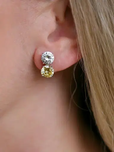 FANTASIA by DESERIO Women's Sterling Silver & 8.00 TCW Cubic Zirconia Double Stud Earrings | Thumbnail 2 FANTASIA by DESERIO Women's Sterling Silver & 8.00 TCW Cubic Zirconia Double Stud Earrings | Thumbnail 2