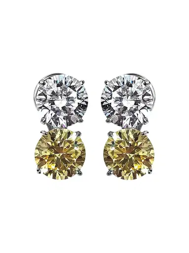 FANTASIA by DESERIO Women's Sterling Silver & 8.00 TCW Cubic Zirconia Double Stud Earrings | Thumbnail 1 FANTASIA by DESERIO Women's Sterling Silver & 8.00 TCW Cubic Zirconia Double Stud Earrings | Thumbnail 1