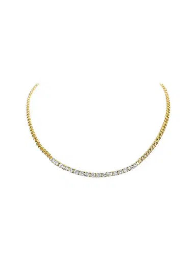 FANTASIA by DESERIO Women's Legacy Monaco 18K-Yellow-Gold Vermeil & 2.72 TCW Cubic Zirconia Half Tennis Necklace | Thumbnail 1 FANTASIA by DESERIO Women's Legacy Monaco 18K-Yellow-Gold Vermeil & 2.72 TCW Cubic Zirconia Half Tennis Necklace | Thumbnail 1