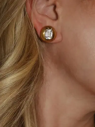 FANTASIA by DESERIO Women's Legacy Meridian 18K-Yellow-Gold Vermeil & 4.50 TCW Cubic Zirconia Disc Stud Earrings | Thumbnail 2 FANTASIA by DESERIO Women's Legacy Meridian 18K-Yellow-Gold Vermeil & 4.50 TCW Cubic Zirconia Disc Stud Earrings | Thumbnail 2