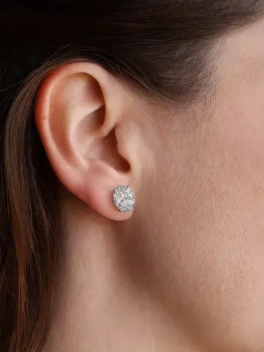 FANTASIA by DESERIO Women's Sterling Silver & 4.00 TCW Oval Cubic Zirconia Stud Earrings | Thumbnail 2 FANTASIA by DESERIO Women's Sterling Silver & 4.00 TCW Oval Cubic Zirconia Stud Earrings | Thumbnail 2