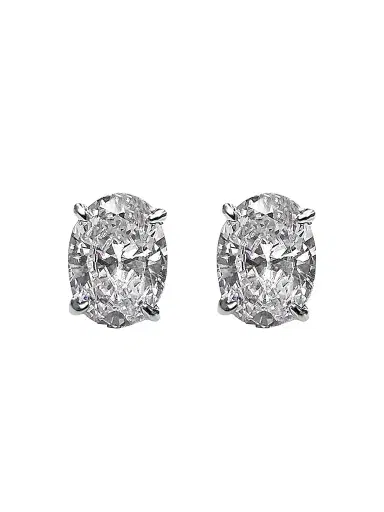 FANTASIA by DESERIO Women's Sterling Silver & 4.00 TCW Oval Cubic Zirconia Stud Earrings | Thumbnail 1 FANTASIA by DESERIO Women's Sterling Silver & 4.00 TCW Oval Cubic Zirconia Stud Earrings | Thumbnail 1