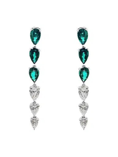 FANTASIA by DESERIO Women's Sterling Silver, 2.00 TCW Lab-Grown Emerald & 1.50 TCW Cubic Zirconia Drop Earrings | Thumbnail 1 FANTASIA by DESERIO Women's Sterling Silver, 2.00 TCW Lab-Grown Emerald & 1.50 TCW Cubic Zirconia Drop Earrings | Thumbnail 1