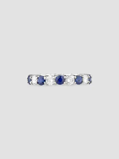 FANTASIA by DESERIO Women's 14K White Gold, 1.10 TCW Lab-Grown Blue Sapphire & 1.10 TCW Cubic Zirconia Eternity Band | Thumbnail 3 FANTASIA by DESERIO Women's 14K White Gold, 1.10 TCW Lab-Grown Blue Sapphire & 1.10 TCW Cubic Zirconia Eternity Band | Thumbnail 3