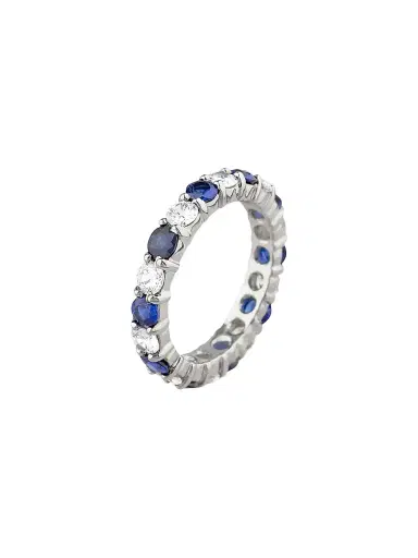 FANTASIA by DESERIO Women's 14K White Gold, 1.10 TCW Lab-Grown Blue Sapphire & 1.10 TCW Cubic Zirconia Eternity Band | Thumbnail 1 FANTASIA by DESERIO Women's 14K White Gold, 1.10 TCW Lab-Grown Blue Sapphire & 1.10 TCW Cubic Zirconia Eternity Band | Thumbnail 1