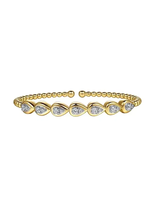 Women's Bujukan Two-Tone 14K Gold & 0.50 TCW Diamond Beaded Cuff Women's Bujukan Two-Tone 14K Gold & 0.50 TCW Diamond Beaded Cuff
