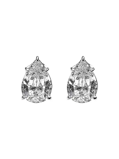 FANTASIA by DESERIO Women's Sterling Silver & 4.00 TCW Pear-Cut Cubic Zirconia Stud Earrings | Thumbnail 1 FANTASIA by DESERIO Women's Sterling Silver & 4.00 TCW Pear-Cut Cubic Zirconia Stud Earrings | Thumbnail 1