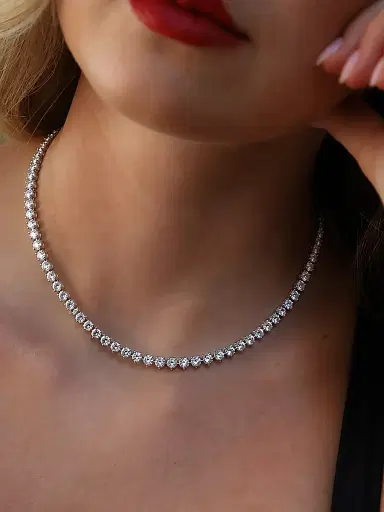 FANTASIA by DESERIO Women's Sterling Silver & 24.00 TCW Cubic Zirconia Tennis Necklace | Thumbnail 2 FANTASIA by DESERIO Women's Sterling Silver & 24.00 TCW Cubic Zirconia Tennis Necklace | Thumbnail 2