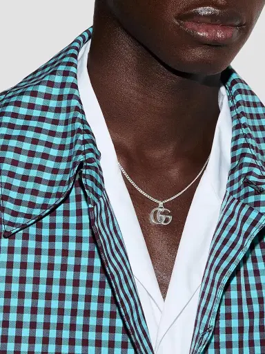 Gucci Men's GG Marmont Sterling Silver Logo Pendant Necklace | Thumbnail 2 Gucci Men's GG Marmont Sterling Silver Logo Pendant Necklace | Thumbnail 2