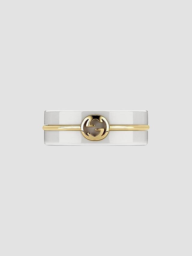 Women's Interlocking Ceramic & 18K Yellow Gold Ring Women's Interlocking Ceramic & 18K Yellow Gold Ring