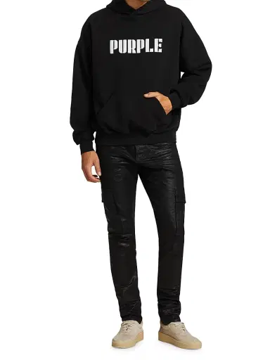 Purple Brand Men's Tar Coated Cargo Pants | Thumbnail 2 Purple Brand Men's Tar Coated Cargo Pants | Thumbnail 2