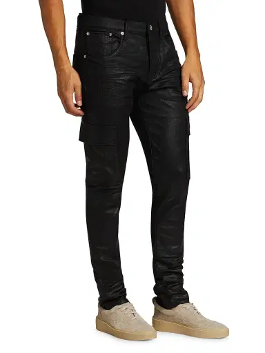 Purple Brand Men's Tar Coated Cargo Pants | Thumbnail 4 Purple Brand Men's Tar Coated Cargo Pants | Thumbnail 4