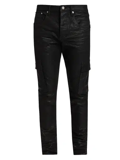 Purple Brand Men's Tar Coated Cargo Pants | Thumbnail 1 Purple Brand Men's Tar Coated Cargo Pants | Thumbnail 1