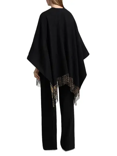 Burberry Women's Check Wool Fringe Cape | Thumbnail 5 Burberry Women's Check Wool Fringe Cape | Thumbnail 5