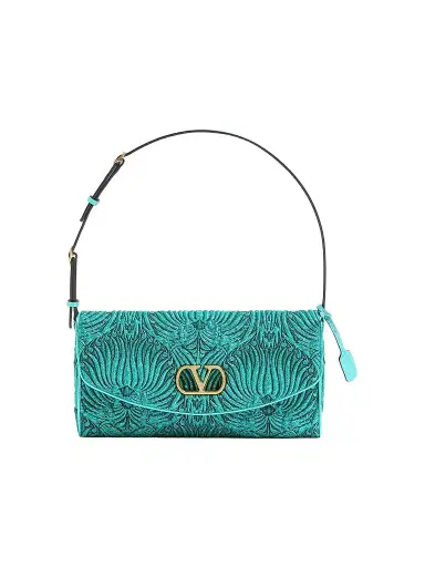 Valentino Women's DeVain Small Shoulder Bag in Jacquard Cloqué Lurex Fabric | Thumbnail 1 Valentino Women's DeVain Small Shoulder Bag in Jacquard Cloqué Lurex Fabric | Thumbnail 1