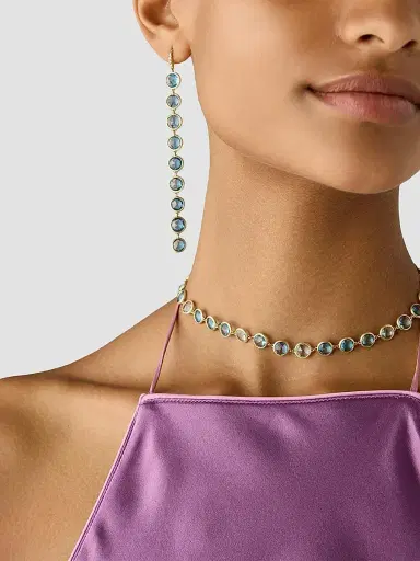 MARCO BICEGO Women's Jaipur Color 18K Yellow Gold, 0.03 TCW Diamond & Blue Topaz Drop Earrings | Thumbnail 2 MARCO BICEGO Women's Jaipur Color 18K Yellow Gold, 0.03 TCW Diamond & Blue Topaz Drop Earrings | Thumbnail 2