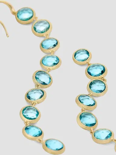 MARCO BICEGO Women's Jaipur Color 18K Yellow Gold, 0.03 TCW Diamond & Blue Topaz Drop Earrings | Thumbnail 3 MARCO BICEGO Women's Jaipur Color 18K Yellow Gold, 0.03 TCW Diamond & Blue Topaz Drop Earrings | Thumbnail 3