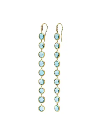 MARCO BICEGO Women's Jaipur Color 18K Yellow Gold, 0.03 TCW Diamond & Blue Topaz Drop Earrings | Thumbnail 1 MARCO BICEGO Women's Jaipur Color 18K Yellow Gold, 0.03 TCW Diamond & Blue Topaz Drop Earrings | Thumbnail 1