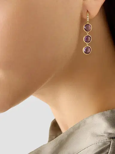 MARCO BICEGO Women's Jaipur Color 18K Yellow Gold, Amethyst & 0.03 TCW Diamond Drop Earrings | Thumbnail 2 MARCO BICEGO Women's Jaipur Color 18K Yellow Gold, Amethyst & 0.03 TCW Diamond Drop Earrings | Thumbnail 2