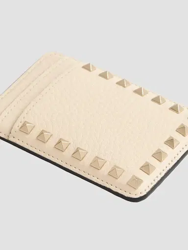 Valentino Women's Rockstud Magnetic Cardholder in Grainy Calfskin | Thumbnail 3 Valentino Women's Rockstud Magnetic Cardholder in Grainy Calfskin | Thumbnail 3