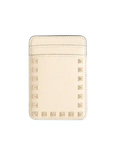 Valentino Women's Rockstud Magnetic Cardholder in Grainy Calfskin | Thumbnail 1 Valentino Women's Rockstud Magnetic Cardholder in Grainy Calfskin | Thumbnail 1