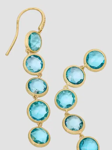 MARCO BICEGO Women's Jaipur Color 18K Yellow Gold, Blue Topaz & 0.03 TCW Diamond Five-Drop Earrings | Thumbnail 3 MARCO BICEGO Women's Jaipur Color 18K Yellow Gold, Blue Topaz & 0.03 TCW Diamond Five-Drop Earrings | Thumbnail 3
