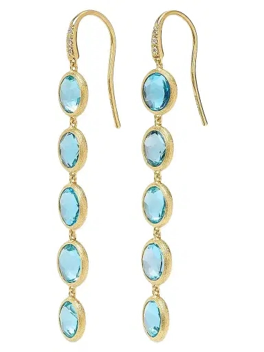 MARCO BICEGO Women's Jaipur Color 18K Yellow Gold, Blue Topaz & 0.03 TCW Diamond Five-Drop Earrings | Thumbnail 1 MARCO BICEGO Women's Jaipur Color 18K Yellow Gold, Blue Topaz & 0.03 TCW Diamond Five-Drop Earrings | Thumbnail 1