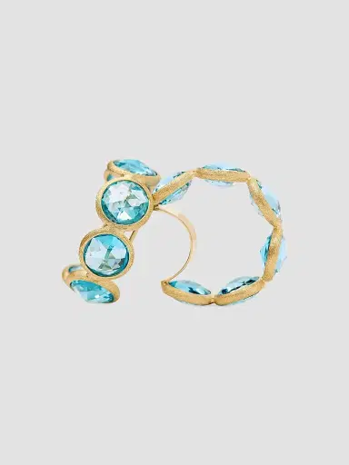 MARCO BICEGO Women's Jaipur Color 18K Yellow Gold & Blue Topaz Hoop Earrings | Thumbnail 3 MARCO BICEGO Women's Jaipur Color 18K Yellow Gold & Blue Topaz Hoop Earrings | Thumbnail 3