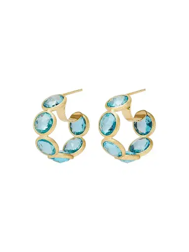 MARCO BICEGO Women's Jaipur Color 18K Yellow Gold & Blue Topaz Hoop Earrings | Thumbnail 1 MARCO BICEGO Women's Jaipur Color 18K Yellow Gold & Blue Topaz Hoop Earrings | Thumbnail 1