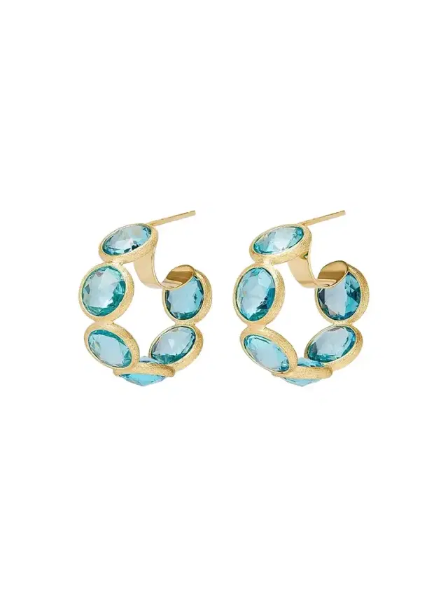Women's Jaipur Color 18K Yellow Gold & Blue Topaz Hoop Earrings Women's Jaipur Color 18K Yellow Gold & Blue Topaz Hoop Earrings