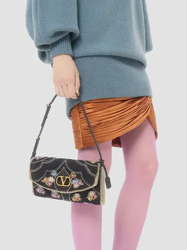 Valentino Women's DeVain Small Embroidered Shoulder Bag | Thumbnail 3 Valentino Women's DeVain Small Embroidered Shoulder Bag | Thumbnail 3