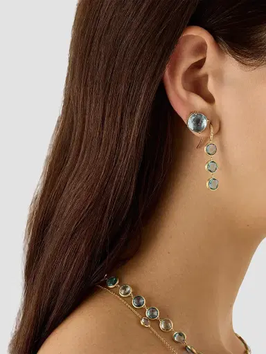 MARCO BICEGO Women's Jaipur Color 18K Yellow Gold, 0.03 TCW Diamond & Blue Topaz Triple-Drop Earrings | Thumbnail 2 MARCO BICEGO Women's Jaipur Color 18K Yellow Gold, 0.03 TCW Diamond & Blue Topaz Triple-Drop Earrings | Thumbnail 2