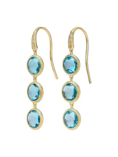 MARCO BICEGO Women's Jaipur Color 18K Yellow Gold, 0.03 TCW Diamond & Blue Topaz Triple-Drop Earrings | Thumbnail 1 MARCO BICEGO Women's Jaipur Color 18K Yellow Gold, 0.03 TCW Diamond & Blue Topaz Triple-Drop Earrings | Thumbnail 1