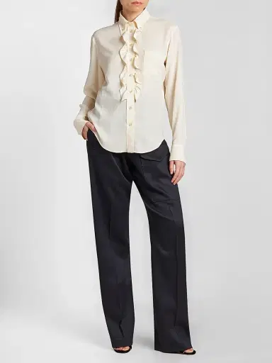 Etro Women's Ruffle Placket Silk-Blend Shirt | Thumbnail 2 Etro Women's Ruffle Placket Silk-Blend Shirt | Thumbnail 2