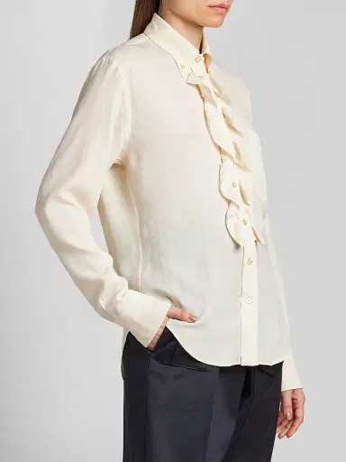 Etro Women's Ruffle Placket Silk-Blend Shirt | Thumbnail 4 Etro Women's Ruffle Placket Silk-Blend Shirt | Thumbnail 4