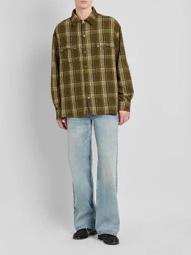 Rhude Men's Aviano Checked Cotton-Blend Shirt | Thumbnail 2 Rhude Men's Aviano Checked Cotton-Blend Shirt | Thumbnail 2