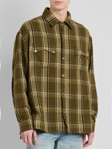 Rhude Men's Aviano Checked Cotton-Blend Shirt | Thumbnail 4 Rhude Men's Aviano Checked Cotton-Blend Shirt | Thumbnail 4
