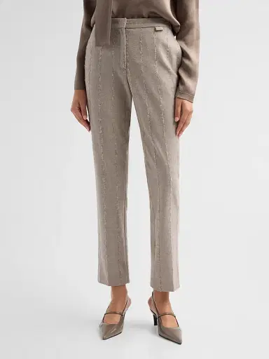 Fabiana Filippi Women's Filo Diamanté Wool-Blend Pinstriped Flannel Trousers | Thumbnail 4 Fabiana Filippi Women's Filo Diamanté Wool-Blend Pinstriped Flannel Trousers | Thumbnail 4