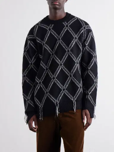 Junya Watanabe Intarsia Wool-Blend Sweater - Men | Thumbnail 3 Junya Watanabe Intarsia Wool-Blend Sweater - Men | Thumbnail 3