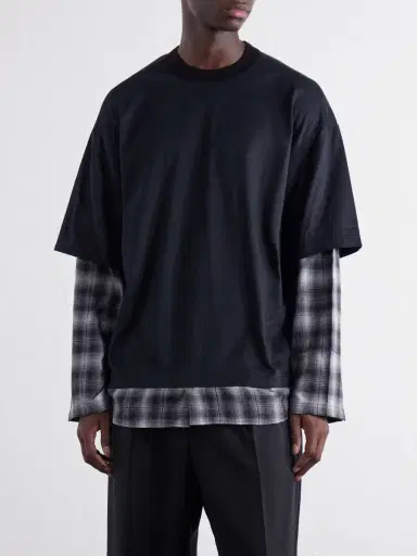 COMME des GARCONS HOMME Checked Layered Cotton T-Shirt - Men | Thumbnail 3 COMME des GARCONS HOMME Checked Layered Cotton T-Shirt - Men | Thumbnail 3
