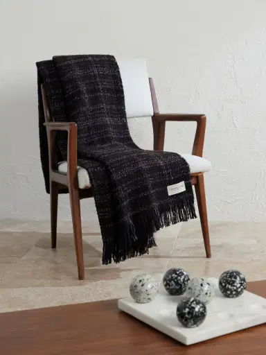 Johnstons of Elgin Luxury Texture Checked Cashmere, Silk and Alpaca Wool-Blend Throw - Men | Thumbnail 2 Johnstons of Elgin Luxury Texture Checked Cashmere, Silk and Alpaca Wool-Blend Throw - Men | Thumbnail 2