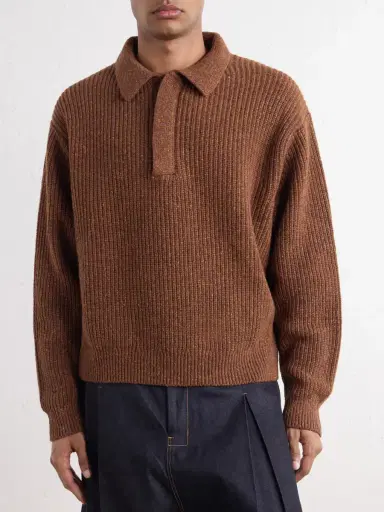 SAGE NATION Ribbed-Knit Wool Polo Sweater - Men | Thumbnail 3 SAGE NATION Ribbed-Knit Wool Polo Sweater - Men | Thumbnail 3