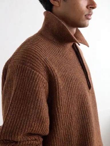 SAGE NATION Ribbed-Knit Wool Polo Sweater - Men | Thumbnail 5 SAGE NATION Ribbed-Knit Wool Polo Sweater - Men | Thumbnail 5
