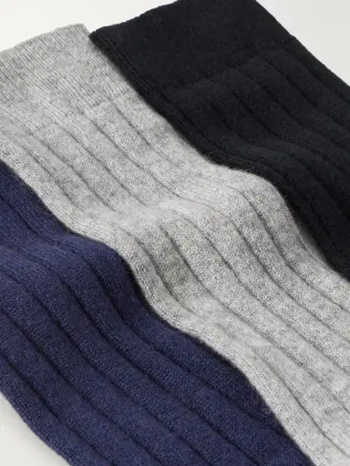 Johnstons of Elgin Set of Three Cashmere-Blend Socks - Men | Thumbnail 2 Johnstons of Elgin Set of Three Cashmere-Blend Socks - Men | Thumbnail 2