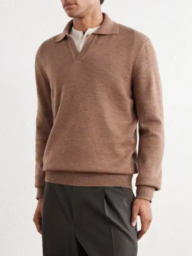 De Bonne Facture Merino Wool Polo Sweater - Men | Thumbnail 3 De Bonne Facture Merino Wool Polo Sweater - Men | Thumbnail 3